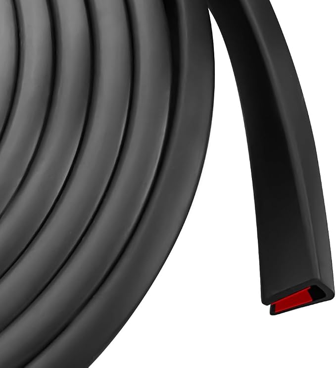 Rubber Edge Trim, Self Adhesive U Channel Edge Trim, U Shaped Trim for Plywood, Glasses, Mirror, Flexiglass, Sharp Edge Parts, Size 1/4" (6mm), Length 10Ft, Black Color, Peel and Stick Edge Guards