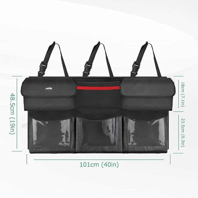 Oasser Back Seat Trunk Organizer Hanging Car Organizer Foldable Cargo Storage with 6 Large Pockets 3 Adjustable Straps 40x19inch