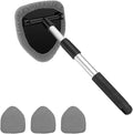 Car Windshield Cleaner Tool, Vehicle Window Detailing Cleaning Kit with Extendable Handle & 4 Washable Microfiber Pad, Auto Glass Wiper Cleaner for Exterior & Interior, Universal Fit (Gray)
