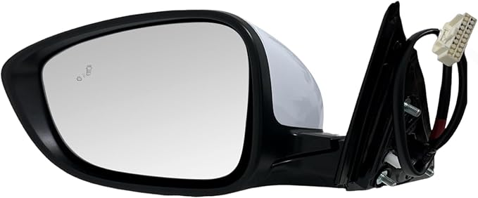 Left Driver Side Mirror Compatible with 2018-2022 Honda Accord LX Sport Power Glass | Heated | with Blind Spot | Manual Folding Repalces HO1320329 (7Pins-Pearl White)