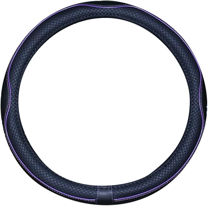 Small Size Steering Wheel Cover Anti-Slip,Safety,Soft,Breathable,Durable,Full Surround,Comfortable Grip Microfiber Leather (14-14.25 inch, Black Purple)