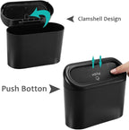 Car Trash Can with Lid, 2 Pack Mini Vehicle Trash Bin, Small Car Dustbin Garbage Organizer Holder with 2 Roll Trash Bag, Portable Hanging Leakproof Auto Storage Bag Container