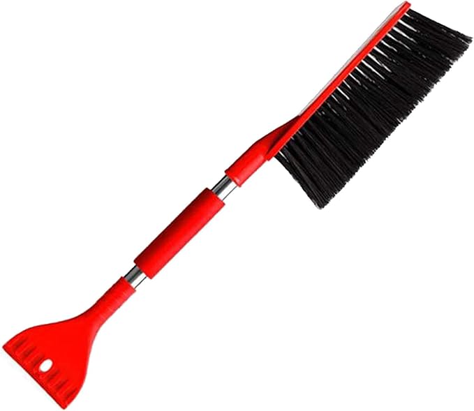 Snow Brush for Car, Ice Scrapers Adjustable Head Ergonomic Grip 2 in 1 Design Lightweight Portable Multifunctional Windshield Scraper, Winter Car Ice Kit for Cars Trucks Red