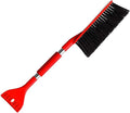 Snow Brush for Car, Ice Scrapers Adjustable Head Ergonomic Grip 2 in 1 Design Lightweight Portable Multifunctional Windshield Scraper, Winter Car Ice Kit for Cars Trucks Red
