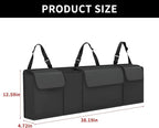 Car Trunk Organizer, Backseat Hanging Large Storage with Adjustable Straps,Waterproof PVC Collapsible Cargo Bag, Car Interior Accessories for Auto SUV MPV (Black)