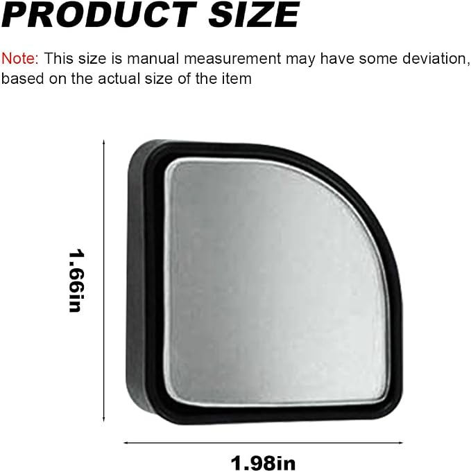 2PCS Fan Shaped Blind Spot Mirrors for Cars, 360 Degree Convex Wide Angle Rear View Mirror, Adhesive HD Glass Side Mirror, Universal Auxiliary Safety Parking Mirror for Cars SUVs Trucks (Black)