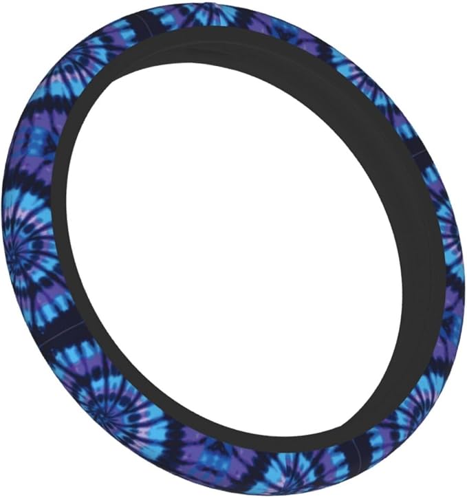 Tie Dye Blue Purple Steering Wheel Cover Car Accessories Cute for Women Girls Girly Universal 15 Inch Neoprene Auto Interior Decor Anti Slip Car Truck Protector