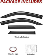 Outside-Mount Window Rain Guards Fit for 2025 2026 Toyota 4Runner, Extra Durable Window Visors Wind Deflector Dark Smoke Vent Shades Car Tape-on with Thicker 4PCS