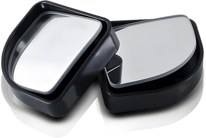 2PCS Car Fan Shaped Blind Spot Mirrors, Safety HD Glass Wide Angle Adjustable Car Convex Side Mirrors, Rearview Mirror with Adhesive, Vehicle Parking Auxiliary Mirror for SUV Truck (Black)