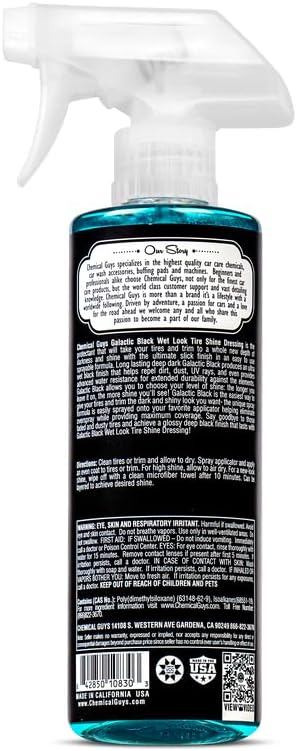 Galactic Black Wet Look Tire Shine Dressing – High Gloss Tire Spray for Trim & Rubber – Restores Deep Black Shine and Protection for Cars, Trucks, Motorcycles and RVs, 16 oz