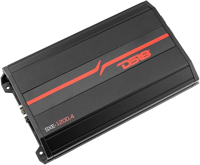 SXE-1200.4/BK Car Amplifier Stereo Full-Range Class A/B 4-Channel 60x4 RMS @4 OHM 1200 Watts - Powerful and Compact Amp for Speakers in Car Audio System