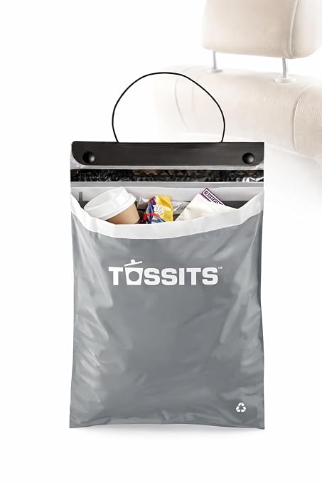Hanging Car Trash & Garbage Bags, Disposable, Gray 7 Count | Leakproof, Smell-Proof, Recycled Plastic, Headrest & Console Mount, Bin for Truck, SUV, RV, Boat & Road Trips