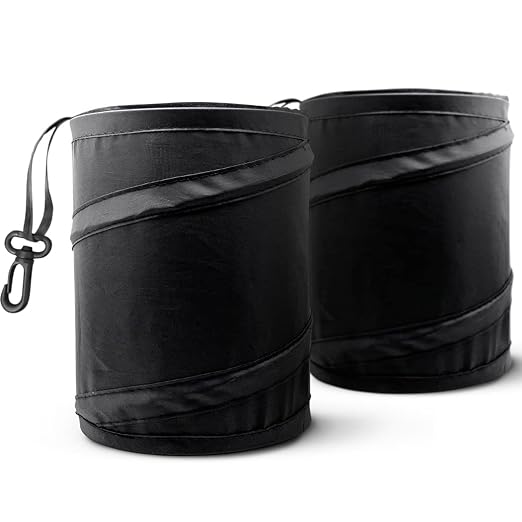 2 Pack, 1 Gallon Car Trash Can | Waterproof Collapsible Pop-Up Car Bin (2 Pack, 1 gal)