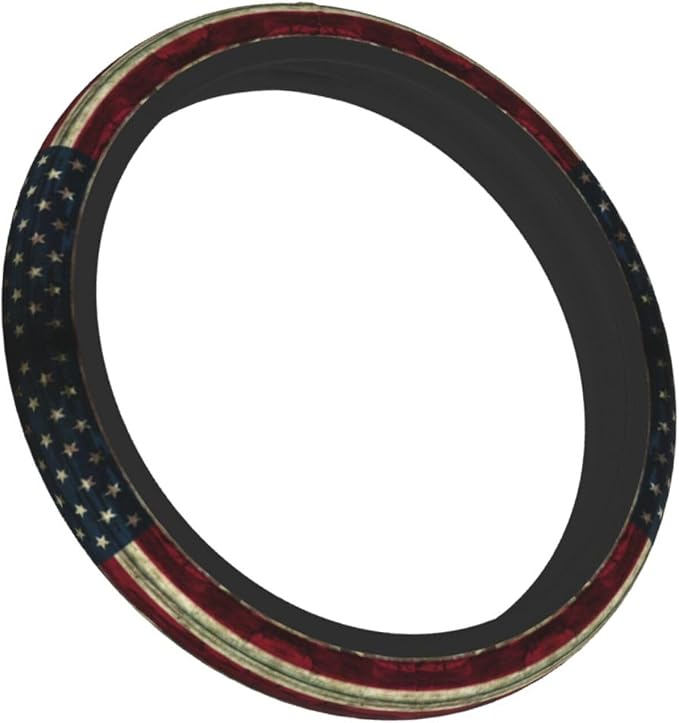 American Flag Wood Steering Wheel Cover Car Accessories Cute for Women Girls Girly Universal 15 Inch Neoprene Auto Interior Decor Anti Slip Car Truck Protector