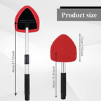 Windshield Cleaning Tool, Car Window Cleaner, Windshield Cleaner with 4 Washable Reusable Microfiber Pads and Extendable Handle, Auto Glass Wiper Cleaning Kit Universal for Car (Red)