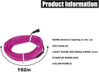 EL Wire Interior Car LED Strip Lights, USB Car Neon Light Strip with Sewing Edge, 16FT Neon Light 5V with Fuse Protection, Electroluminescent Car Indoor Decorations (Purple)