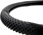 Sporty Two Tone Ergonomic Grip Steering Wheel Cover - Massaging Gel Grip for Standard Size Wheels 14.5-15 inch Black/Black