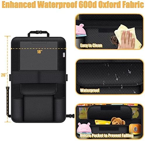 Kick Mats Back Seat Protector, Waterproof Oxford Seat Back Protector, Car Seat Back Protector for Kids, Back of Seat Protector for Kids Feet Car Seat (Black C -1pc)