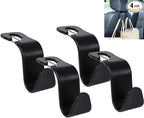 4-Pack 360° Rotating Car Headrest Hooks Vehicle Storage Organizer for Purses Handbags Groceries Backpack Coats – Holds 55lbs Universal Fit with Clip Black