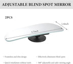 2 PCS Blind Spot Mirrors, Rounded Trapezoid HD Glass Frameless Rear View Mirror with Adjustable Stick, Universal Convex Wide Angle Blindspot Side Mirror for Cars Trucks SUVs