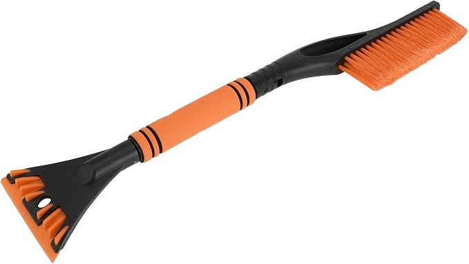 1pc 60x11cm Universal Car Ice Scraper Brush with Broom - SUV Snow Frost Remover for Car Truck RV Windscreen Side Window Anti Crash - Plastic Orange Snow Shoveling Defrost Clearing