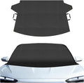 Car Front Windshield Snow Ice Cover, 74'' × 66'' Waterproof Oxford Car Sun Shade Protector, Universal Winter Windproof Frost Automotive Exterior Accessories for SUV Truck Sedan (Front)