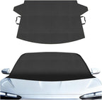 Car Front Windshield Snow Ice Cover, 74'' × 66'' Waterproof Oxford Car Sun Shade Protector, Universal Winter Windproof Frost Automotive Exterior Accessories for SUV Truck Sedan (Front)