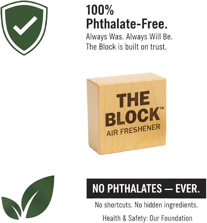 The Block - Wooden Car Air Freshener & Odor Eliminator - Long Lasting 30+ Day Scent - Car & Home Use - Fresh Gift Idea - Made in USA - Aged Vanilla 3-Pack