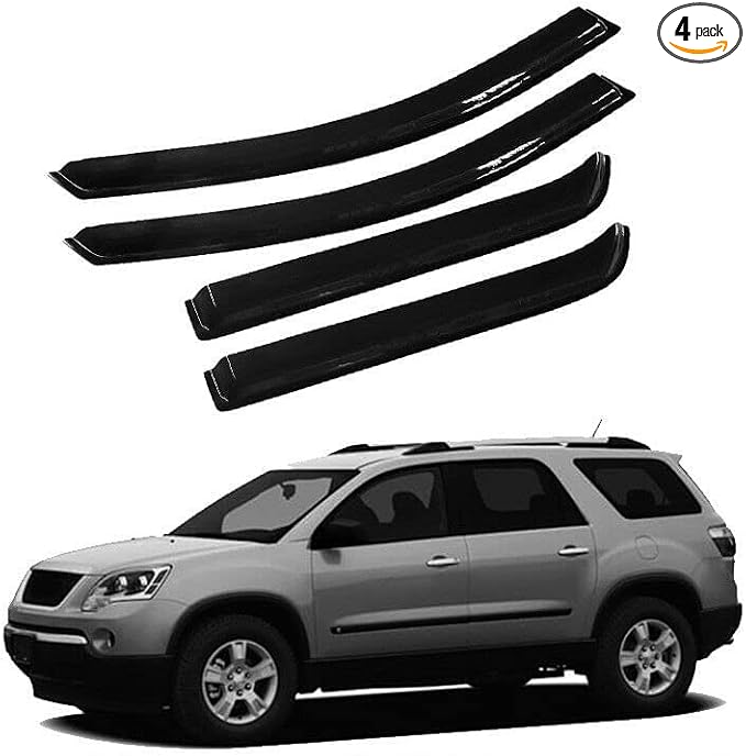 Tape-On Rain Guard 4-Piece for 07-16 GMC Acadia/07-10 Saturn Outlook Windows Visor Shield Shade Smoke 94632