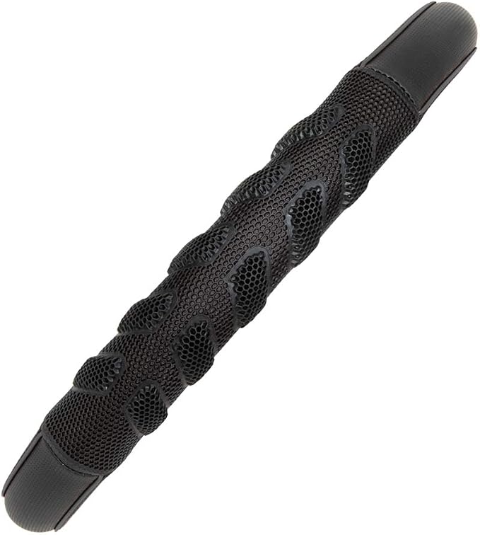car Steering Wheel Cover Faux Leather Massage Universal fit 3D Honeycomb Hole Anti-Slip Sporty 15 Inches (Black Black)