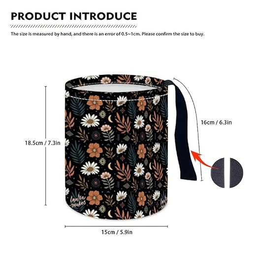 Portable Reusable Waterproof Car Trash Bin, Multipurpose Vehicle Organizer, Road Trip Essentials (Little Flower)