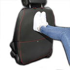 HCMAX 2 Pack Kick Mat Car Seat Back Protector Waterproof Easy to Clean Multifunctional Organizer Storage Bag Travel Accessory PU Leather Black-Red