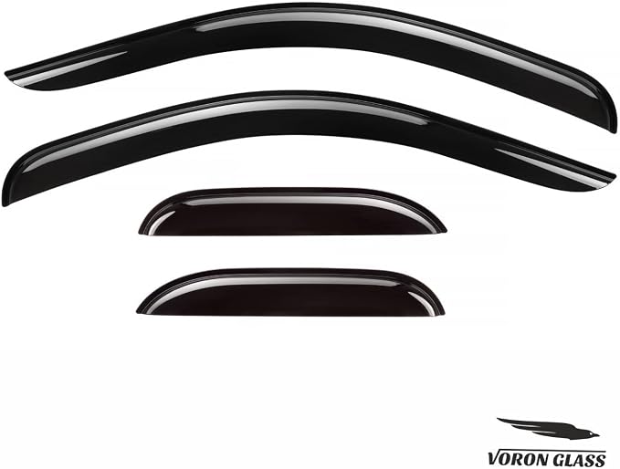 Voron Glass Tape-on Extra Durable Rain Guards for Trucks Chevrolet (Chevy) Silverado/GMC Sierra 2007-2013 Extended Cab, Window Deflectors, Vent Window Visors, 4 Pieces - 130093f