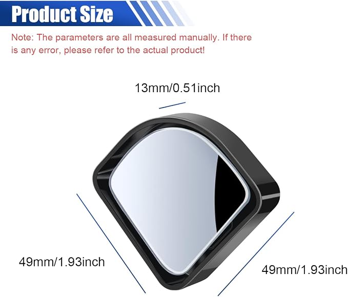 2PCS Car Fan Shaped Blind Spot Mirrors, Safety HD Glass Wide Angle Adjustable Car Convex Side Mirrors, Rearview Mirror with Adhesive, Vehicle Parking Auxiliary Mirror for SUV Truck (Black)
