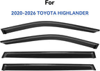 Window Visors Rain Guards for 2020-2026 Toyota Highlander, Out-Channel Window Vent Wind Deflectors Visors Shades for 20 21 22 23 24 25 Highlander