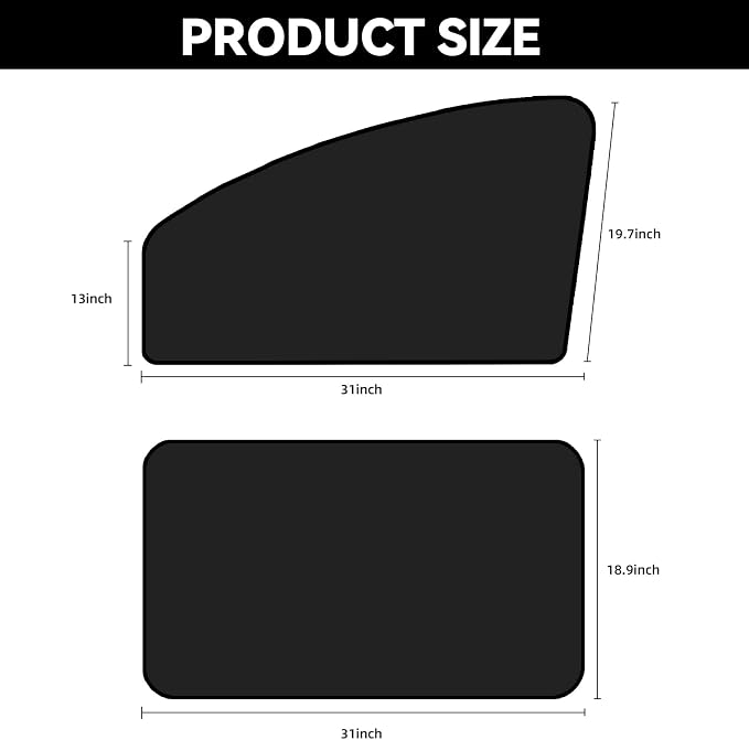 Car Window Sun Shades, Universal Interior Accessories - Double-Sided Black (4pcs)