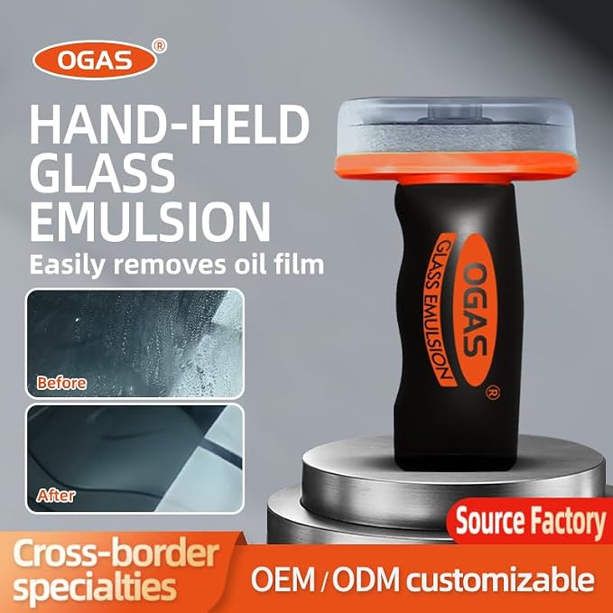 Car Windshield Cleaner & Glass Oil Film Remover, Car Glass Cleaner with Brush, Removes Oil, Grease & Fog, wiper residue, Anti-Fog Glass Emulsion Cleaner for Clear Driving Visibility