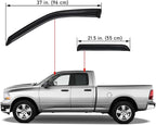 94101 Extra Durable Outside-Mount Auto Vent Window Visors, Fits 2009-2010 Dodge Ram 1500, 2011-2018 Ram 1500, 2019-2024 Ram 1500 Classic, Quad Cab, Original Wind Deflector, Smoke, 4-Pcs