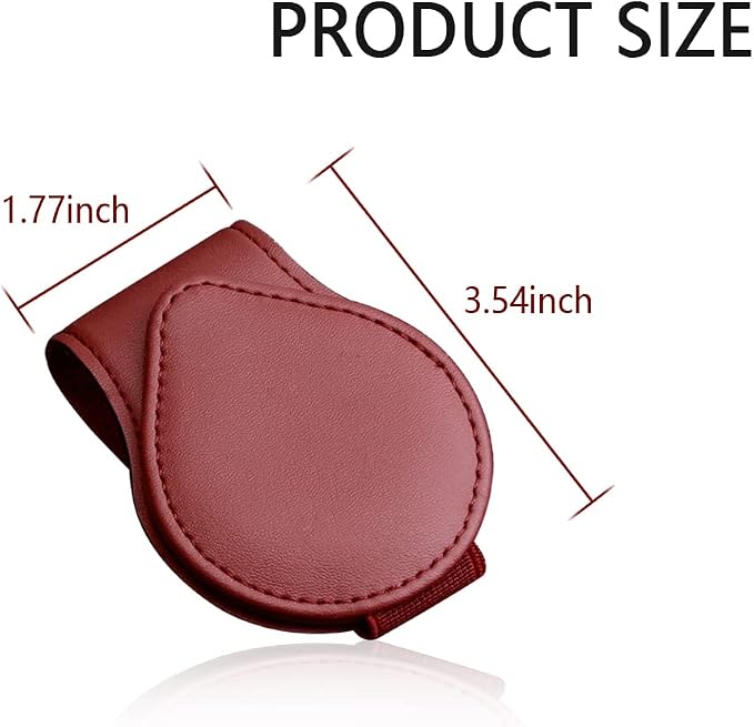 Magnetic Sunglass Holder for Visor, PU Leather Car Organizer, Universal Accessory (Wine Red)