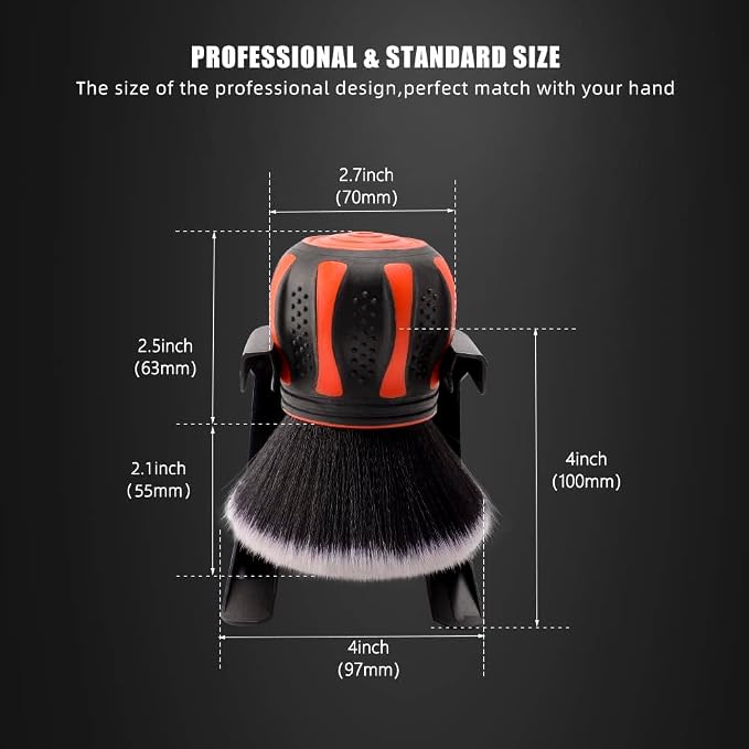 Ultra Soft Detailing Brush, Car Detail Brush, Orange Handle XL Synthetic Brush - Ultra Soft Bristles, Comes with Storage Rack, Covers Large Area Inside or Outside Vehicles