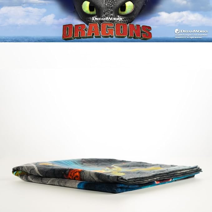 How to Train Your Dragon Toothless Kids Super Soft Cotton Bath/Pool/Beach Towel, 58 in x 28 in, (Offically Licensed Product) by