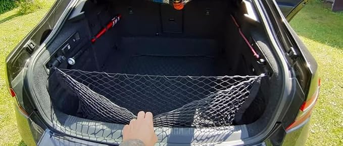 (2 in 1) Rear Trunk Organizer Cargo Net for Chevrolet Volt 2011-2019 – (Envelope/Floor Style) Cargo Net for Hatchback–Premium Mesh Elastic Car Trunk Organizer–Compatible with Volt