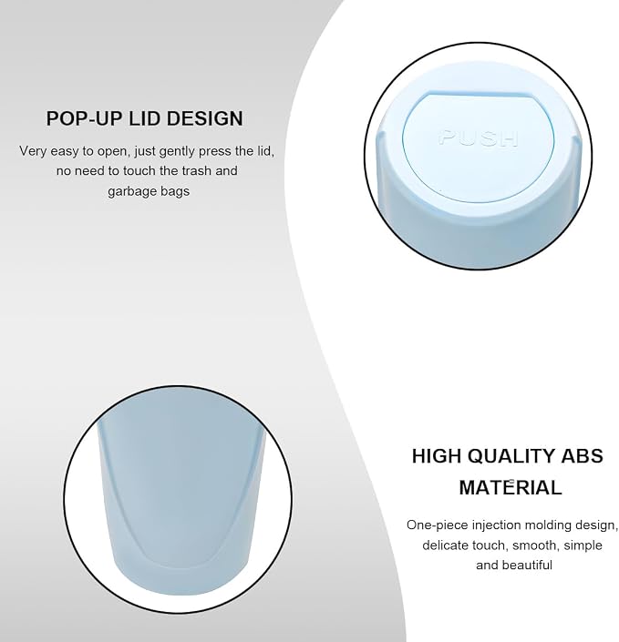 Car Trash Can with Lid, Mini Car Garbage Bin Leakproof Cup Holder Trash Can, Multipurpose Organizer Door Pocket Trash Cup Fits Auto Home Office, Universal Garbage Can (Light Blue)