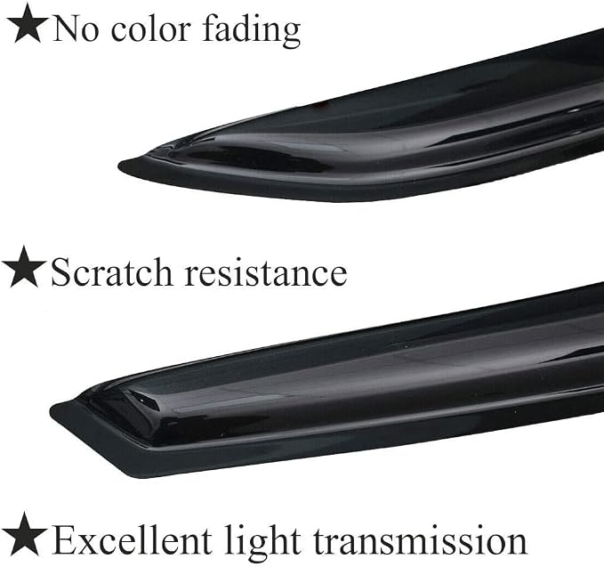 Rain Guards Window Deflectors Visors for 2007-2014 Chevy Silverado/GMC Sierra 1500/2500HD/3500HD Extended Cab, Side Window Deflectors Vent Guard Shade Sun Visor,94040 Dark Smoke Tint,4-Pieces Set