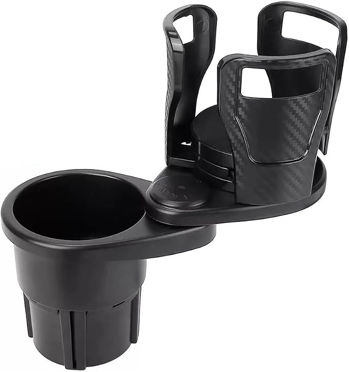 Car Cup Holder Expander for 2013-2018 BMW 3 Series 328i 335i 320i 330i 325i F30 F31, Multifunctional Dual Cup Mount with 360° Rotating Adjustable Carbon Fiber Texture Adapter