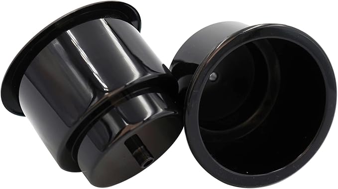 Black Plastic Cup Drink Holder Insert with Drain for Boat Car Marine Rv, 10PCS