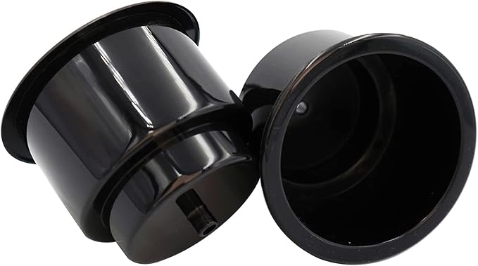 Black Plastic Cup Drink Holder Insert with Drain for Boat Car Marine Rv, 8PCS