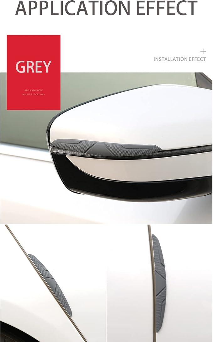 Car Door Edge Guards - Anti-Scratch Black Rubber Bumper Protectors - 6-Pack for All Vehicles(Sedan, Truck, SUV) - Easy to Install with Strong Adhesive (Gray)