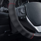 Faux Leather Steering Wheel Cover, Standard 15 inch Size, Comfort Grip Design, Solid Black Car Steering Wheel Cover for Truck Van SUV Auto
