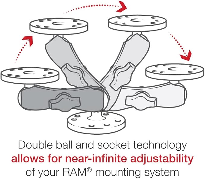 Universal B Size 1" Ball Drill-Down Mount with Medium Arm and Dual AMPS Round Plates for Phone, GPS & Electronic Device Holders RAM-B-101U